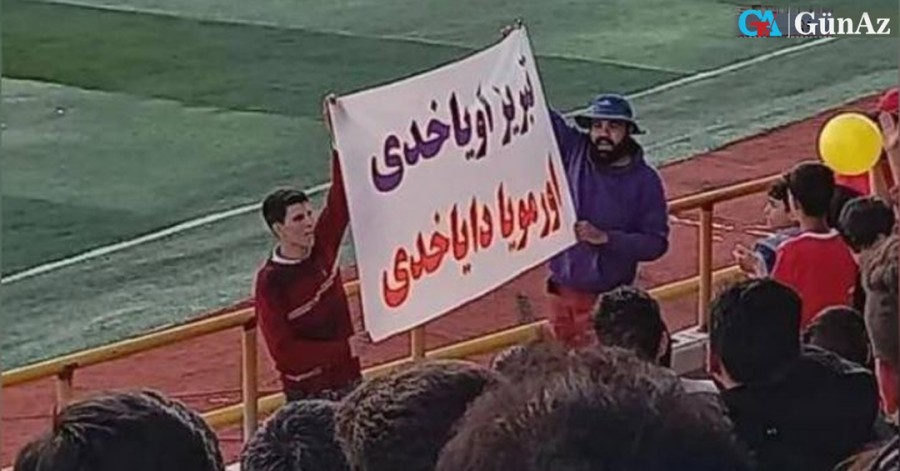 شعار تماشاگران اورمیه‌ای؛ «پیشه‌‌وری‌ روحون شاد» و اهتزاز پرچم آذربایجان - ویدئو