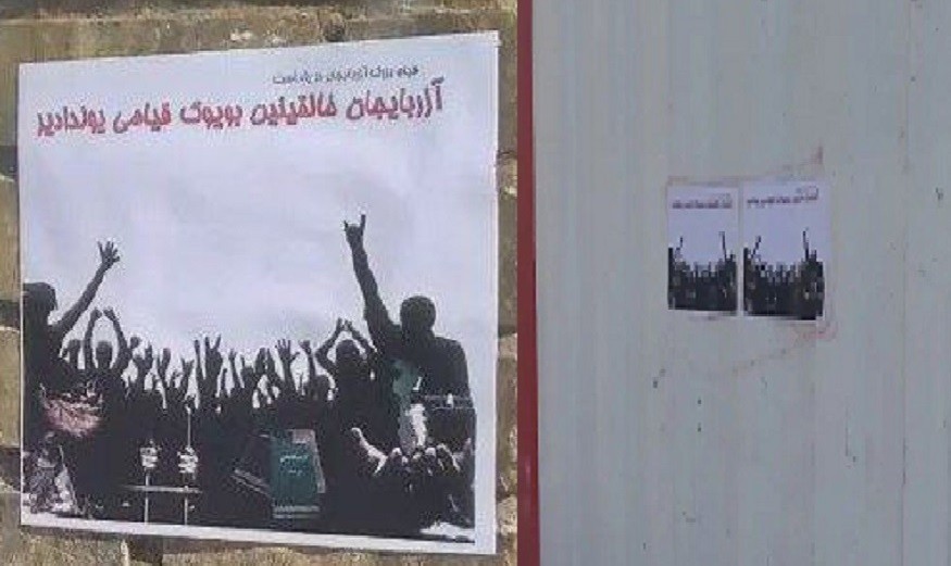 Təbrizdə divarlara posterlər yapışdırılıb: "Azərbaycan xalqının böyük qiyamı yoldadır"