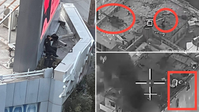 Tehranda binanın üstündəki silah belə vuruldu (Video)
