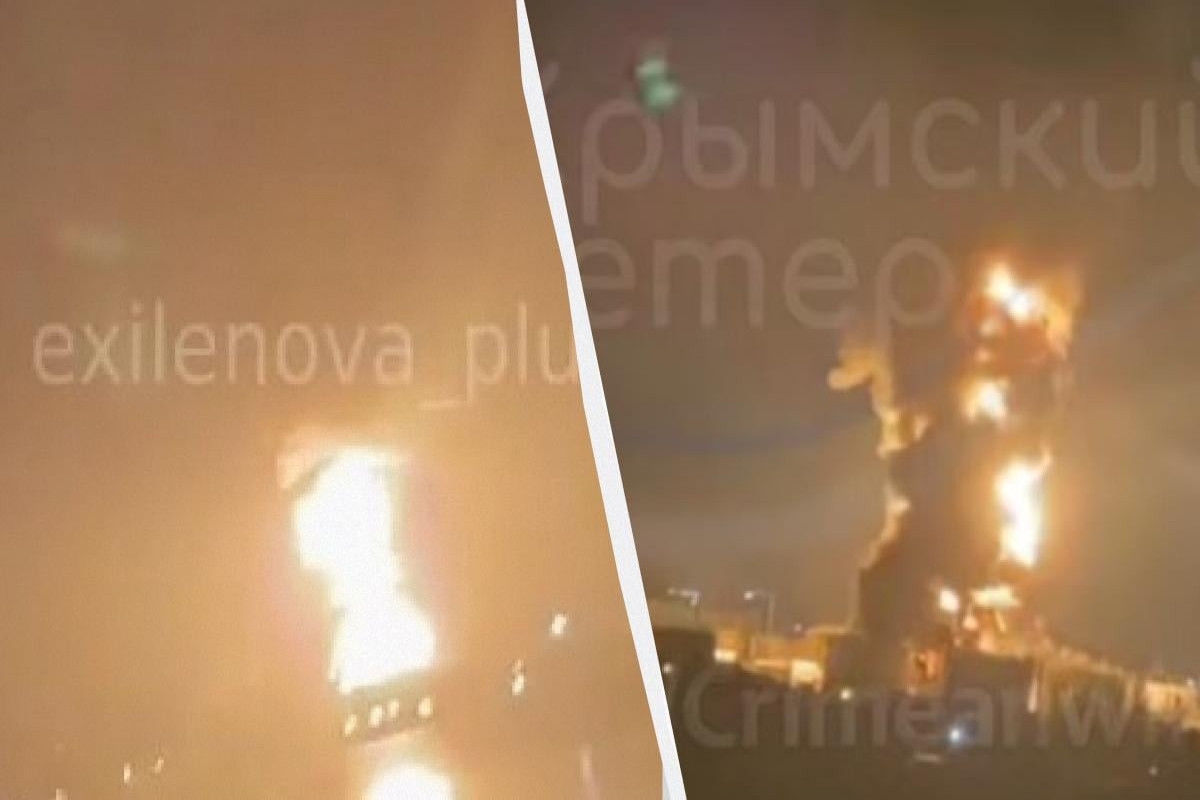 Ukrayna Krımda neft bazasını dronlarla vurub, güclü yanğın olub