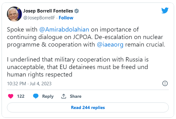 “İranın Rusiya ilə hərbi əməkdaşlığı qəbul olunan deyil”- Cozep Borel