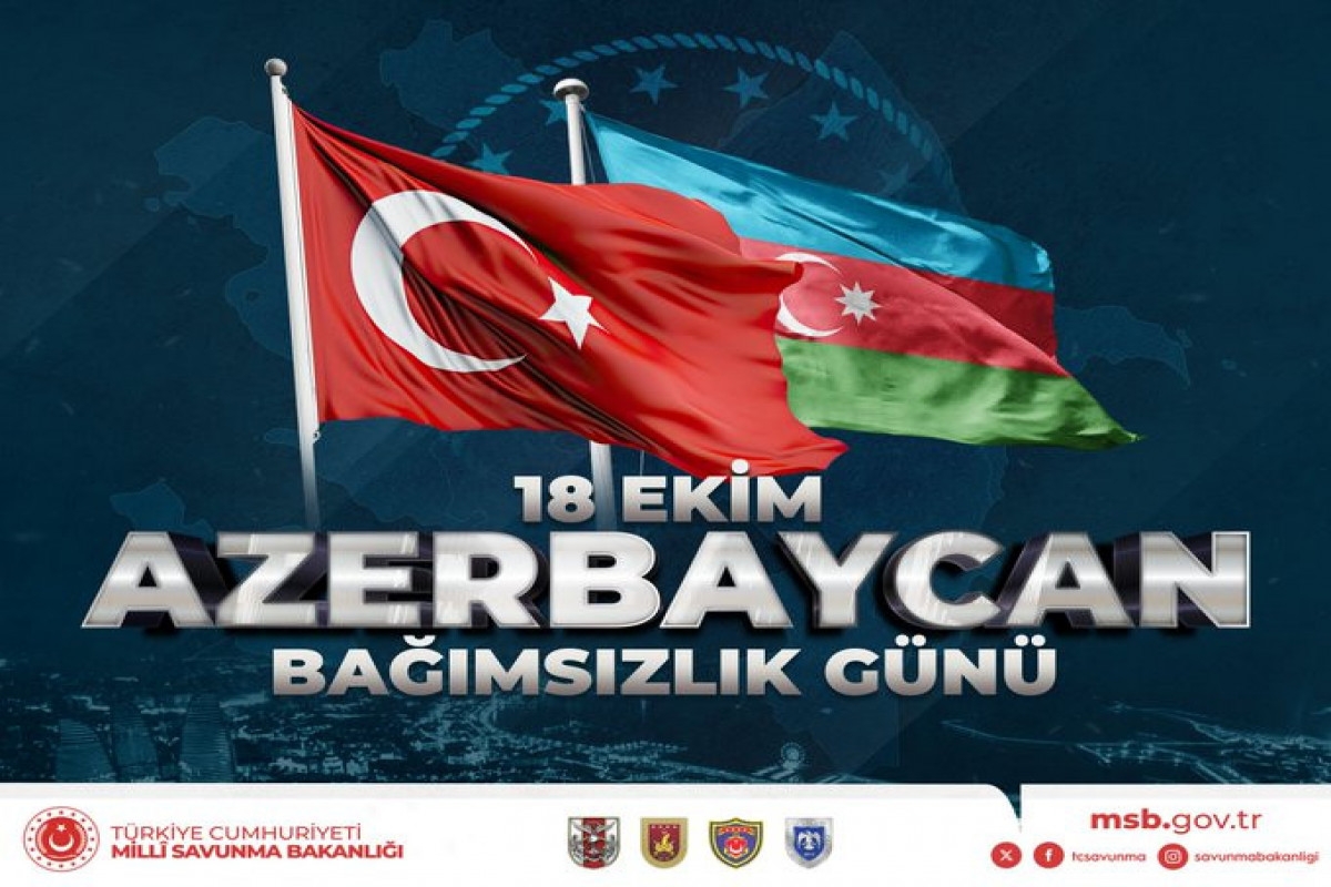 Türkiyənin Müdafiə Nazirliyi Azərbaycanı Müstəqilliyin Bərpası Günü münasibətilə təbrik edib