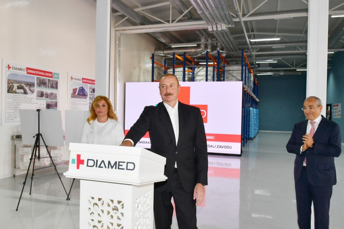 Prezident İlham Əliyev  “Diamed” dərman istehsalı zavodunun açılışında iştirak edib
