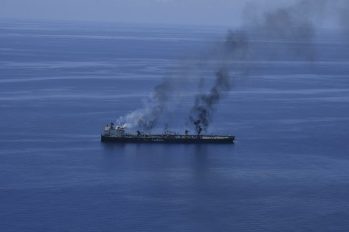 3 projectiles struck tanker exiting Strait of Hormuz