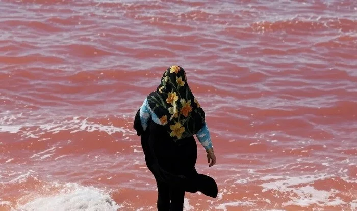 دریاچه اورمیه سرخ شد